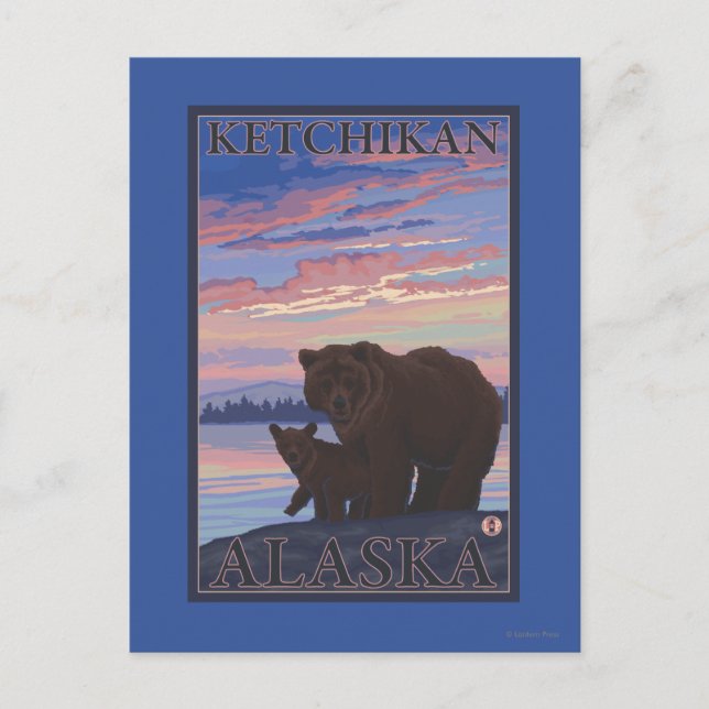 Postal Oso y cachorro - Ketchikan, Alaska (Anverso)