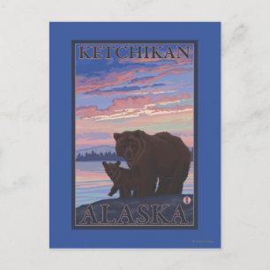Postal Oso y cachorro - Ketchikan, Alaska
