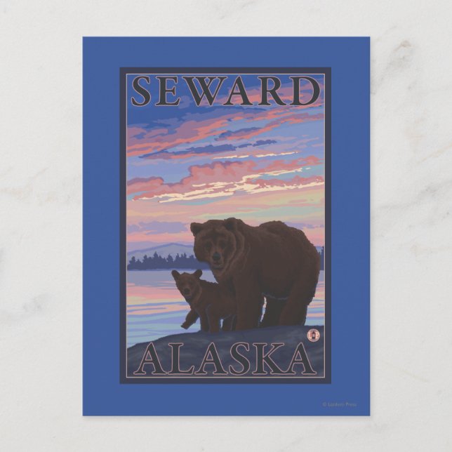 Postal Oso y cachorro - Seward, Alaska (Anverso)