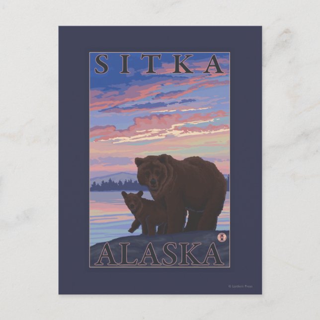 Postal Oso y cachorro - Sitka, Alaska (Anverso)