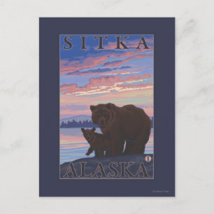 Postal Oso y cachorro - Sitka, Alaska