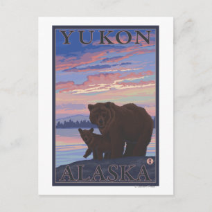 Postal Oso y cachorro - Yukón, Alaska