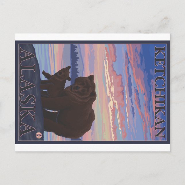 Postal Oso y cría - Ketchikan, Alaska (Anverso)