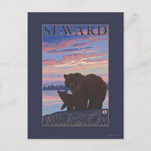 Postal Oso y Cub - Seward, Alaska (Anverso)