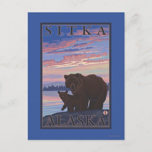 Postal Oso y Cub - Sitka, Alaska (Anverso)