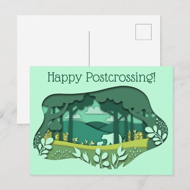 Postal Oso Y Cubo De Papel (Anverso / Reverso)