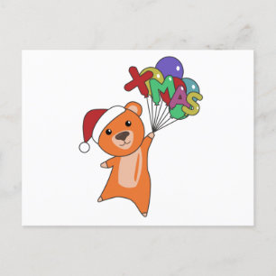 Postal Osos coloridos Feliz Navidad Animales de Invierno