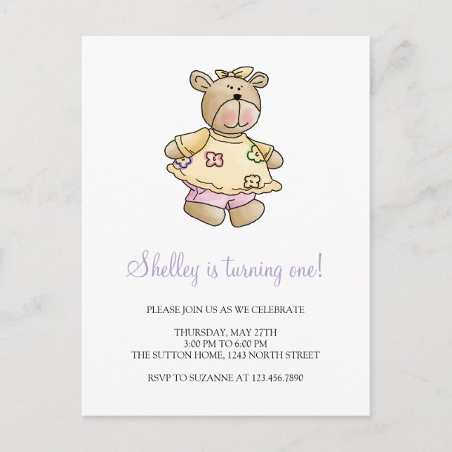 Postal Osos de Lil' ・ Bebé Chica Vestido Amarillo (Anverso)