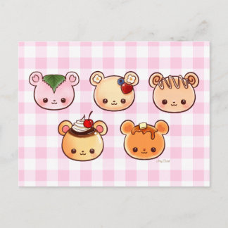 Postal Osos de Postre Pudín Panqueque de Canela Crepe Moc