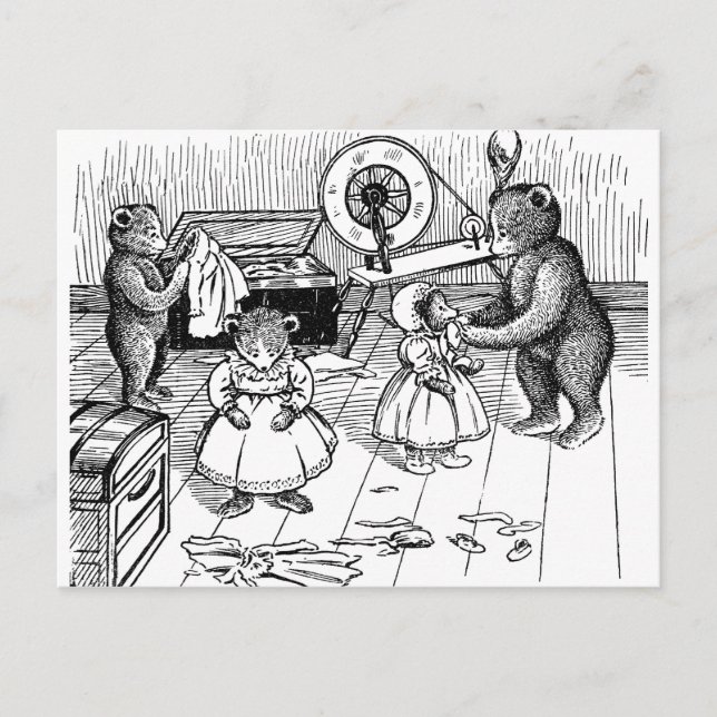 Postal Osos De Teddy Intentan Con Ropa (Anverso)