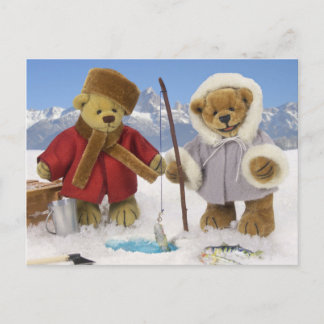 Postal Osos Dinky De Pesca De Hielo