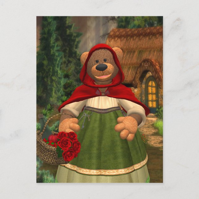Postal Osos Dinky: Pequeño capullo rojo (Anverso)