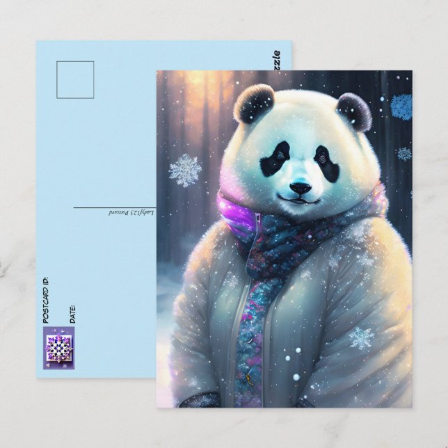 Postal Osos en invierno, poscruce (Anverso / Reverso)