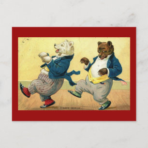 Postal Osos Pequeños, Vintage de danza de paseos por el p