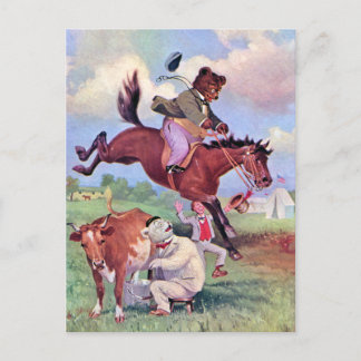 Postal Osos Roosevelt montando caballos rodeo