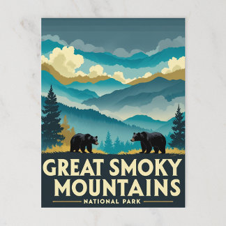 Postal Osos vintage de las montañas Great Smoky