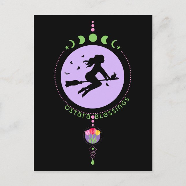 Postal Ostara Blessings Witch (Anverso)