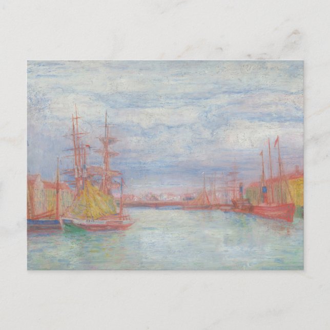 Postal Ostend Harbor de James Ensor (1900) (Anverso)