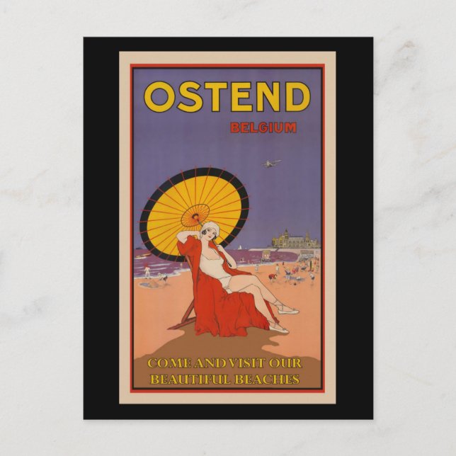 Postal Ostend, poster belga de viajes vintage, (Anverso)