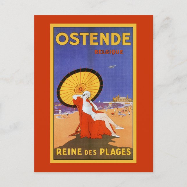 Postal Ostend Queen de las playas de los años 1920 viajes (Anverso)
