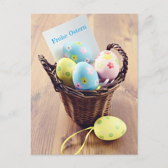 Postal Ostereier en einem Korb mit Notizzettel (Anverso)