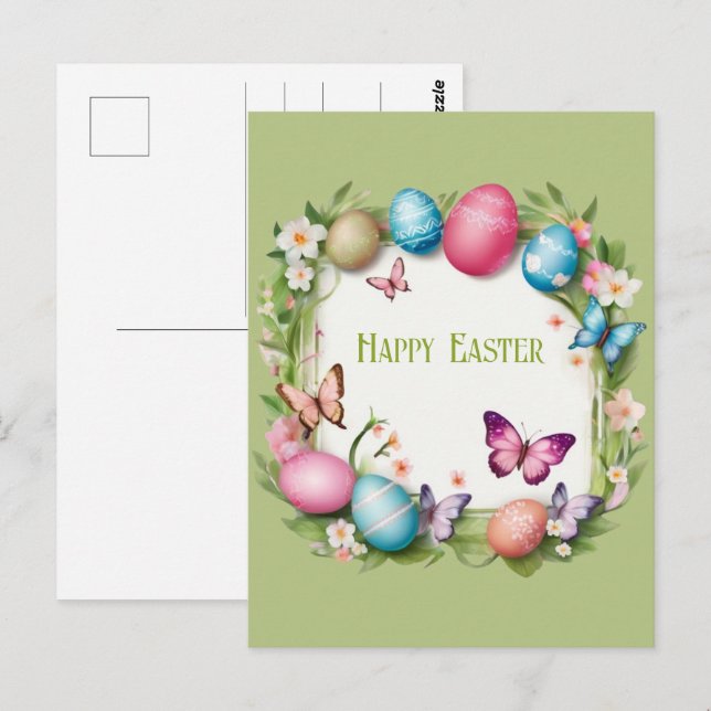 Postal Osterkranz: Frohe Ostern -  (Anverso / Reverso)