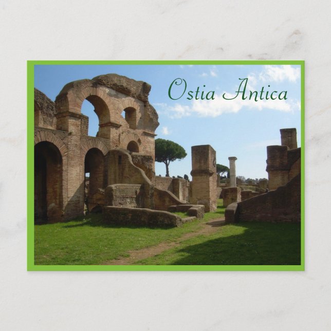 Postal Ostia Antica, Roma con texto (Anverso)