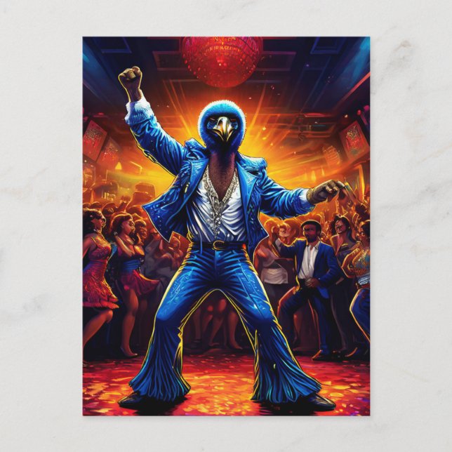 Postal Óstrich de Fiebre Disco (Anverso)