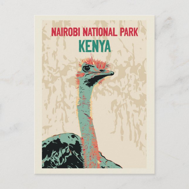 Postal Ostrich de Kenia, Parque Nacional Nairobi (Anverso)