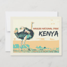 Postal Ostrich en el Parque Nacional de Nairobi, Kenia