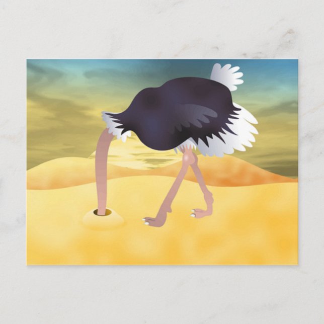 Postal Ostrich personalizado Con Cabeza En Arena (Anverso)