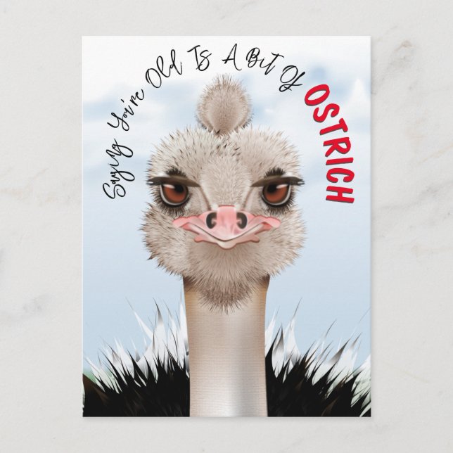 Postal Ostrich Pun Funny Cumpleaños (Anverso)