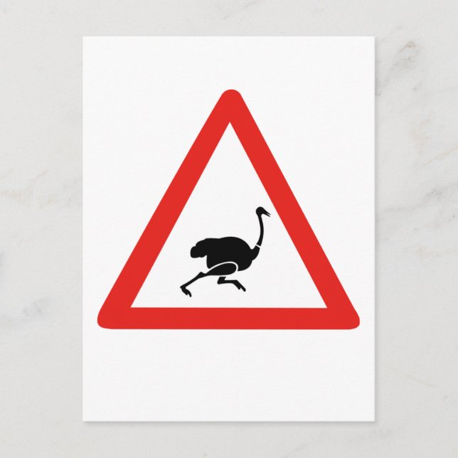 Postal Ostrichs de precaución 1, Signo de advertencia de  (Anverso)
