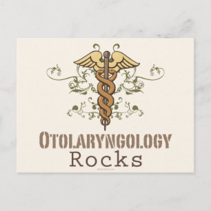 Postal Otolaryngology Rocks Postcard Caduceus