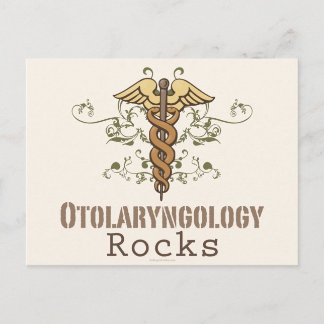 Postal Otolaryngology Rocks Postcard Caduceus (Anverso)