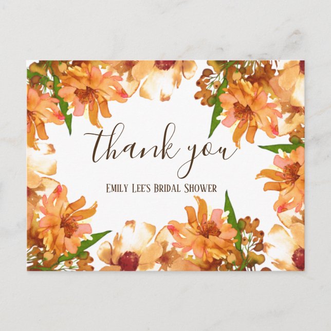 Postal Otoño Amor Verdor Despedida de Soltera Agradecimie (Anverso)