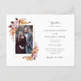 Postal Otoño Boda Floral Elegante Foliage Foto I