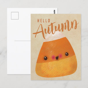 Postal Otoño Candy Corn Cute Halloween Acción de Gracias
