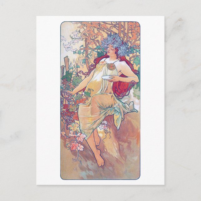 Postal Otoño (Cuatro Estaciones), Alphonse Mucha (Anverso)
