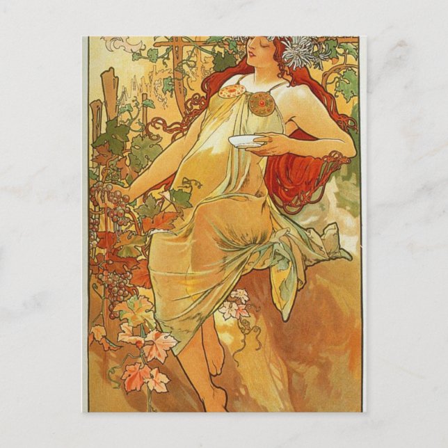 Postal Otoño de Alphonse Mucha (Anverso)