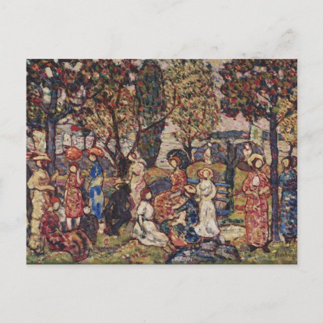 Postal Otoño de Maurice Prendergast, Bella Artes de Vinta (Anverso)