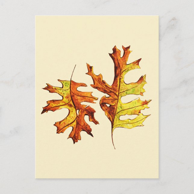 Postal Otoño deja bella naturaleza acuarela arte (Anverso)