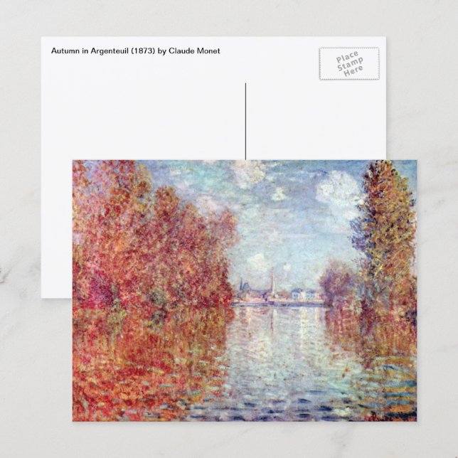 Postal Otoño en Argenteuil por Claude Monet (Anverso / Reverso)