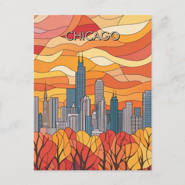 Postal Otoño en Chicago Illinois TRavel (Anverso)