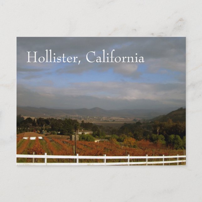 Postal Otoño en Hollister, California (Anverso)