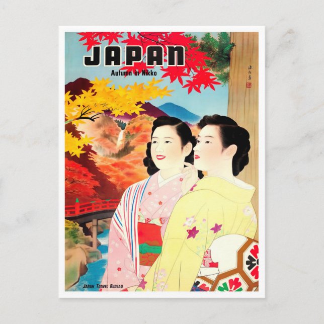 Postal Otoño en Japón Viajes vintage (Anverso)