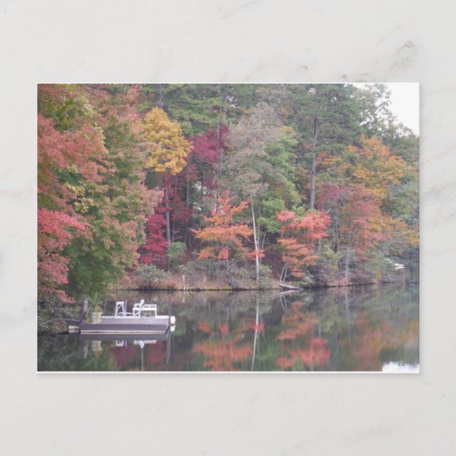 Postal Otoño en lago más pequeño, Lago Arrowhead (Anverso)