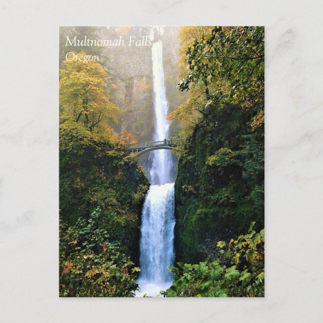 Postal Otoño en las cataratas de Multnomah, OR (Anverso)