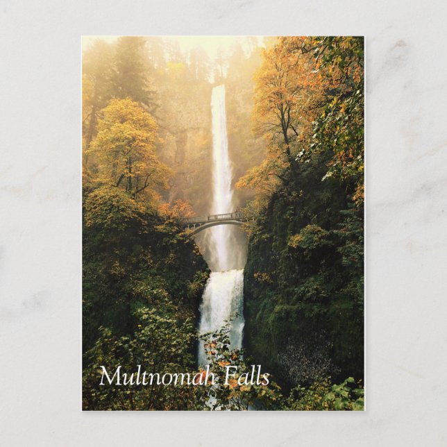 Postal Otoño en las cataratas de Multnomah, OR (Anverso)