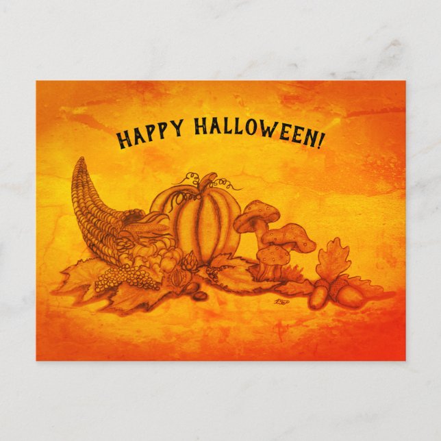 Postal Otoño, ¡Feliz Halloween! (Anverso)